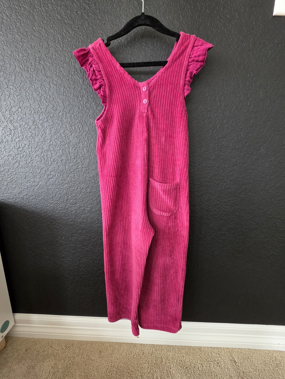 Zara Bright Pink Ribbed Ruffle-Shoulder One-Piece 4-5T - Picture 2 of 3